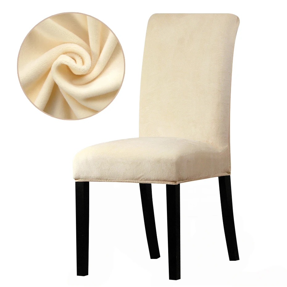 Velvet fabric Chair Cover Washable Removable Big Elastic Seat Arm Covers Slipcovers Stretch Chair Covers For Banquet Office - Цвет: Cream