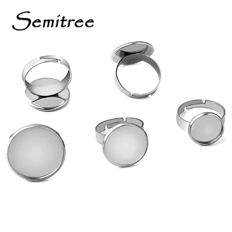 Semitree 10 шт. 10/12/14/16/18/20 мм Нержавеющая сталь Стекло Кабошон Камея пустая лоток для кольца поделки установка расходных материалов для изготовления ювелирных изделий