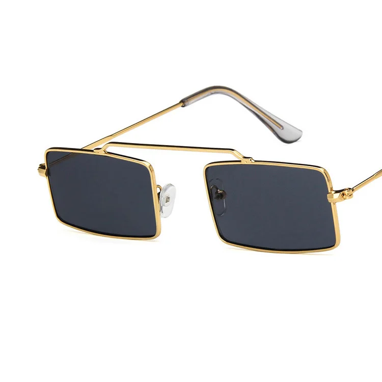 

Vintage Rectangele Small Sunglasses Women Retro Brand Metal Frame Men Sun Glasses Red black Yellow Lens Eyewear for female