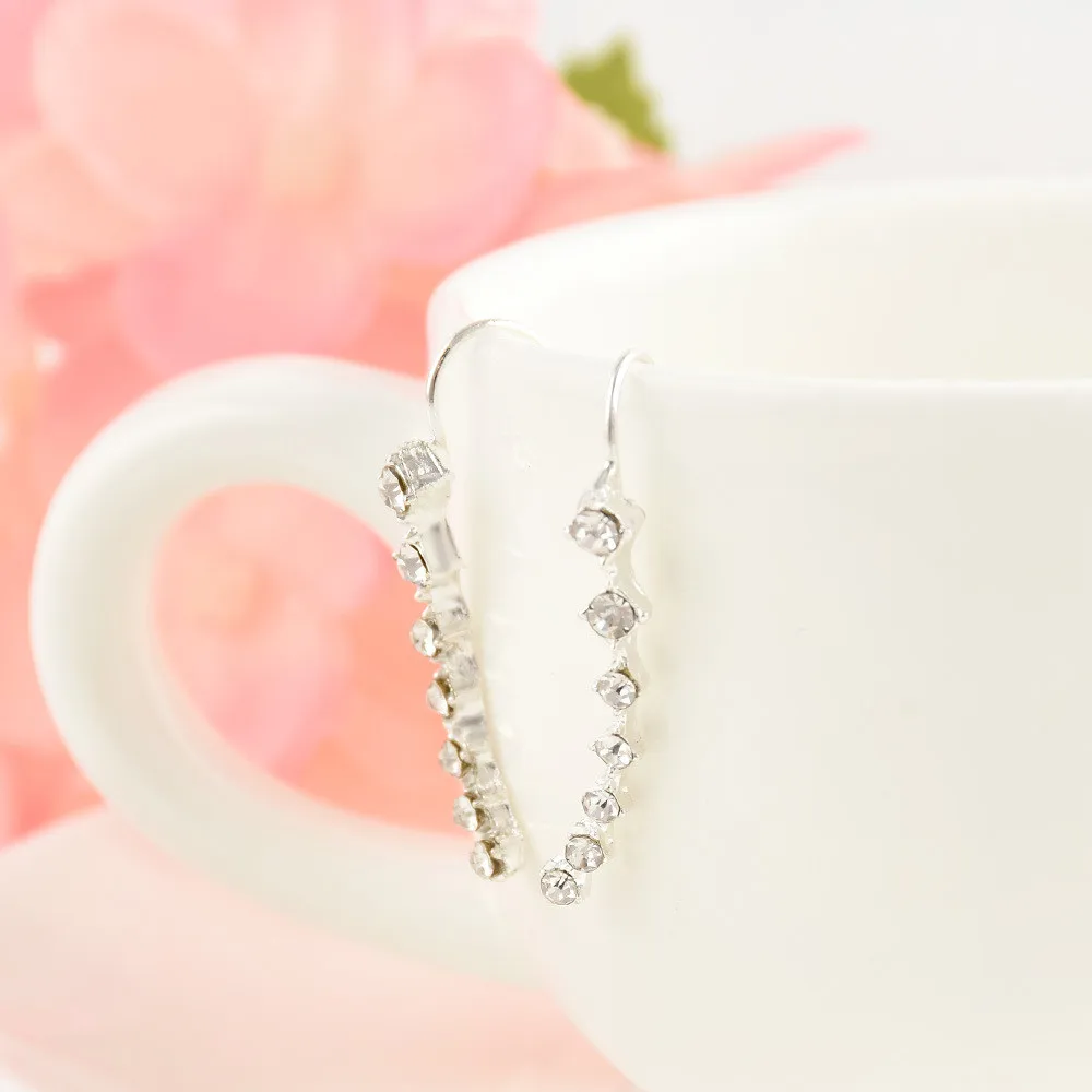 Элегантные серьги гвоздики женские модные ювелирные изделия серебряные Стразы в