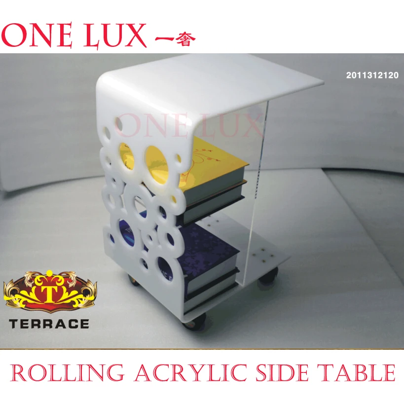 

Акриловый подвижный чайный столик с водопадом, случайные торцевые столы для дивана на колесах