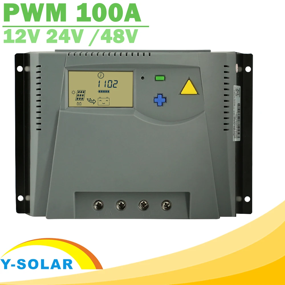 PWM 100A контроллер солнечного зарядного устройства 12 В 24 В Авто 48 в ЖК-дисплей для солнечной панели регулятор заряда с защитой от перегрузки