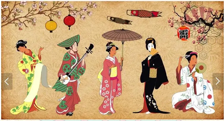 Custom retro papel de parede Japanese personalities murals for restaurant sushi living room wall home decor wallpaper | Обустройство