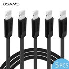 5 шт.лот USB кабель для iPhone кабель, USAMS USB кабель для синхронизации данных lightning 5 Зарядка для iphone x 8 7 6s 6 5 Шнур
