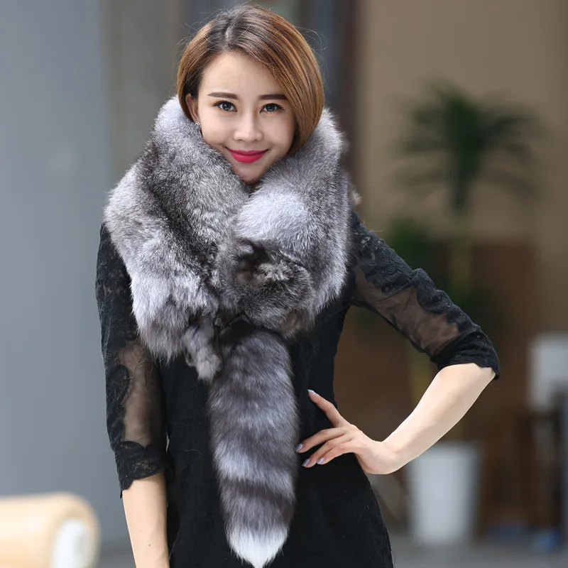 Натуральный шарф из лисьей кожи для мужчин и женщин мужской кожаный меховой Мао