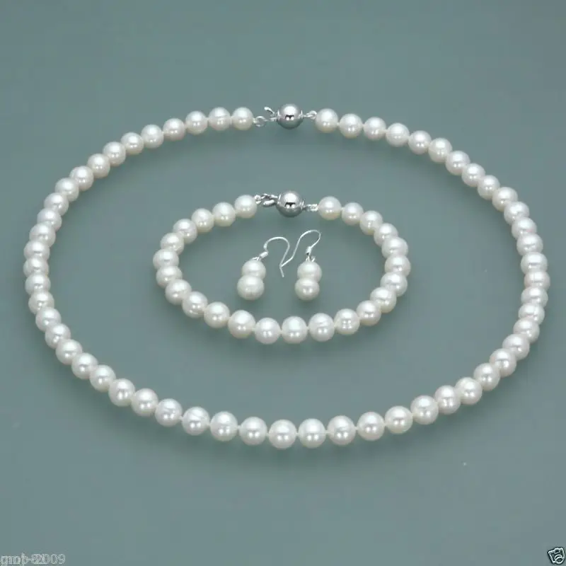 Комплект из колье браслета и сережек с искусственным жемчугом 7 8 мм|crystal wedding ring