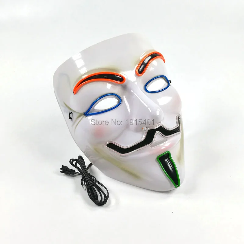 Высококачественная модная Праздничная маска El wire Ghost праздничная светящаяся
