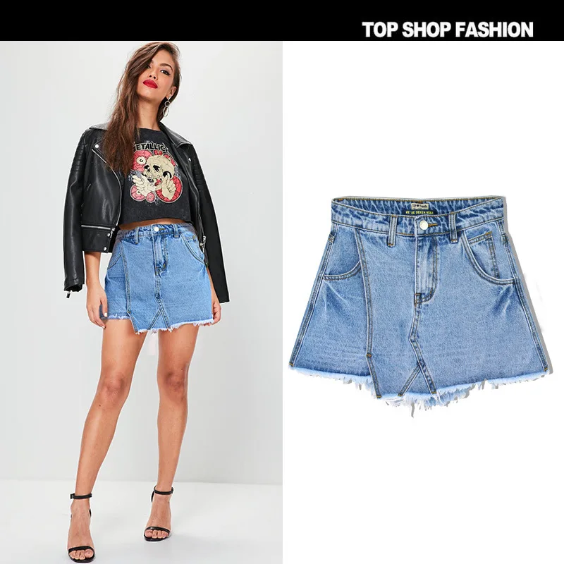 Женская джинсовая юбка Skort Under 2018 популярные крутые летние шорты женские бермуды