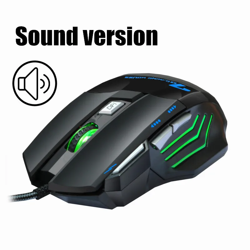 sound ZUOYA, игровая мышь 5500 dpi, 7 кнопок, светодиодный, оптическая, проводная, USB мышь, мыши, игровая мышь, бесшумная/звуковая мышь для ПК, компьютера, Pro Gamer - Цвет: sound