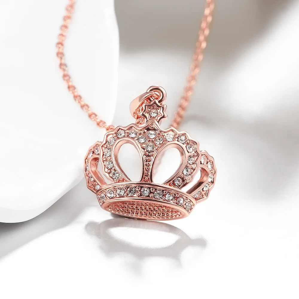 Новый 2018 queen король корона Цепочки и ожерелья розовое золото серебро Цвет колье