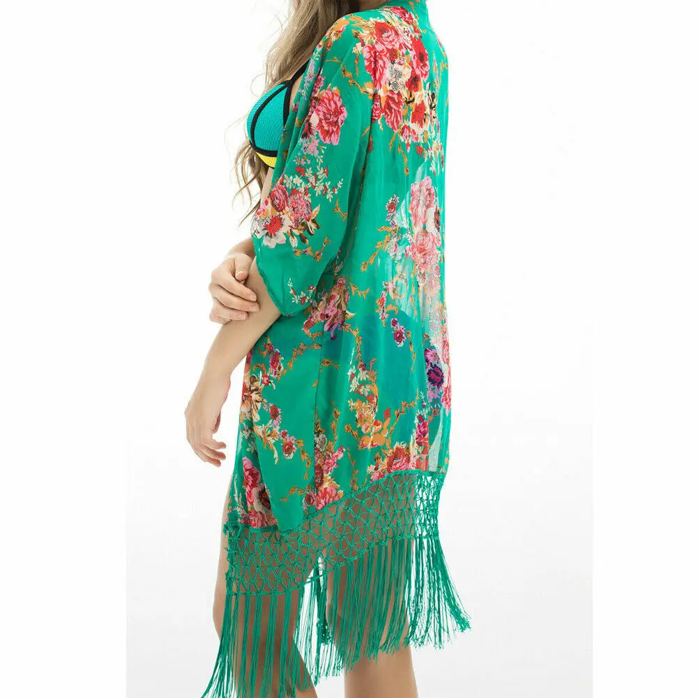 Летний шифоновый женский купальник бикини накидка для пляжа длинное платье