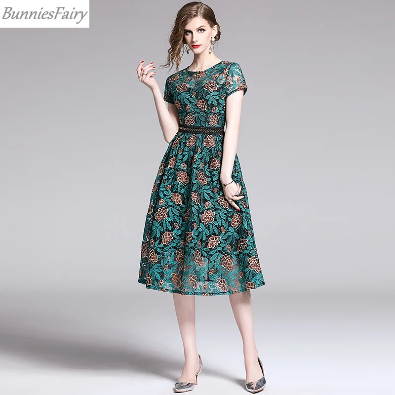 BunniesFairy 2019 летнее новое женское элегантное винтажное Ретро цветочное вышитое