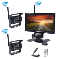 accfly dual wireless monitor car video recorder reverse backup rear view camera for trucks bus caravan van camper rv trailer