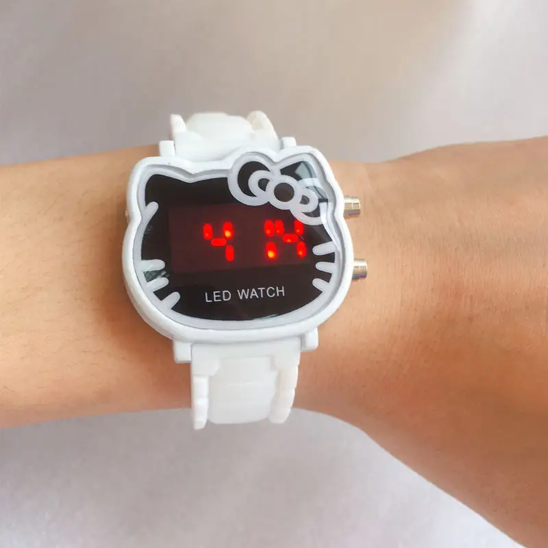 Hot Hello Kitty LED Children Watches 2018 Rubber Strap Child Watch Fashion Girls Kids Digital Wristwatch Casual Clock | Наручные часы