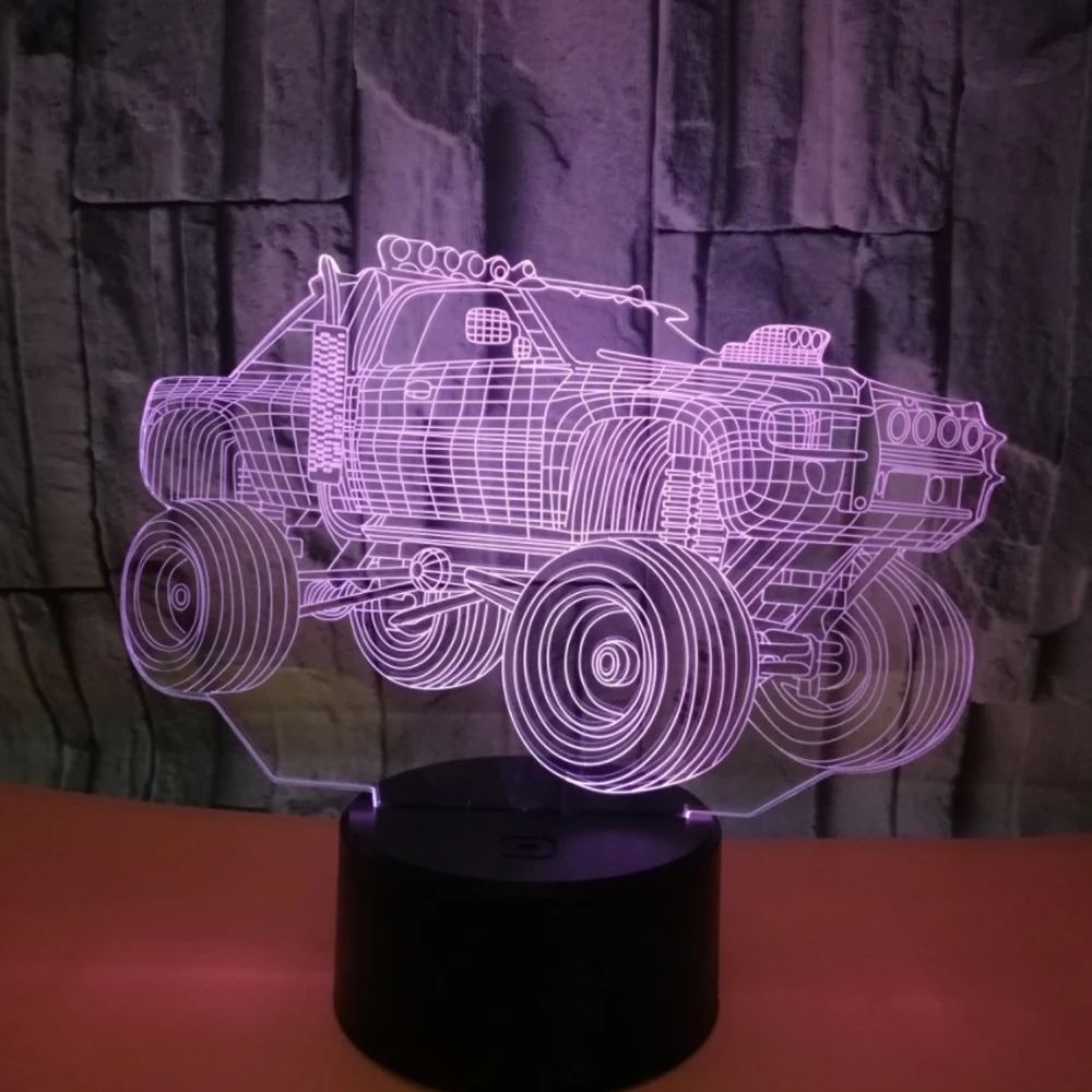 3D LED ночник для автомобиля градиентная форма Jeep USB прикроватная лампа спальни