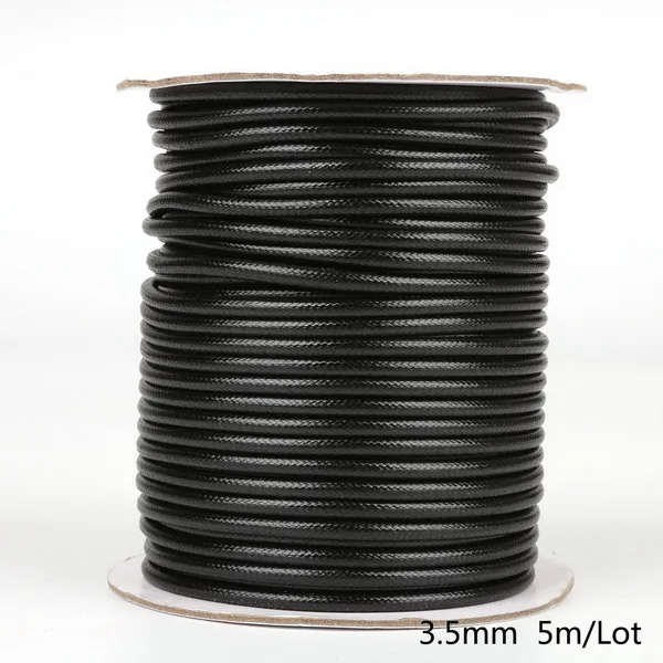 3.5mm 5meter 2,5/3/3,5/4/5 мм черный/коричневый вощеный шнур хлопка вощеный шнур резьба строка ремень Цепочки и ожерелья веревка для самостоятельного изготовления ювелирных изделий браслет - Цвет: 3.5mm 5meter
