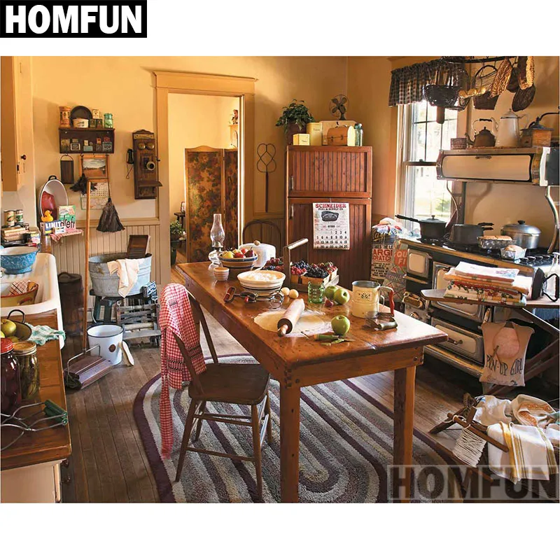 Алмазная живопись HOMFUN A00825 картина Grandmas Kitchen с полными квадратными/круглыми
