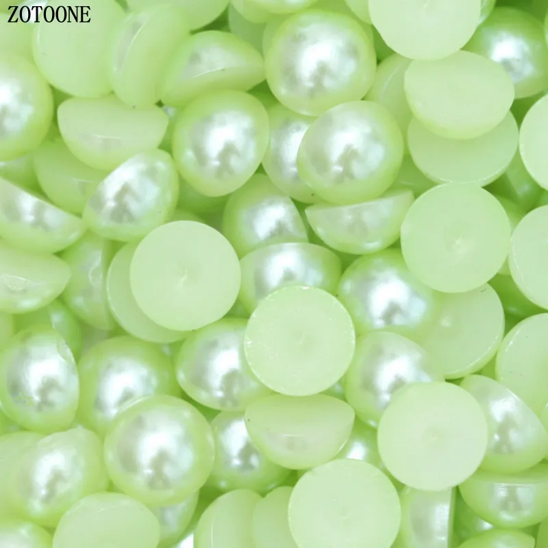 ZOTOONE 1000 шт 2-6 мм перламутровая отделка Steentjes поделки из смолы полукруглые жемчужные бусины с плоской задней поверхностью жемчужные бусины для дизайна ногтей DIY украшения B - Цвет: LightGreen