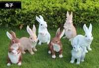 7pcslot rustic animal sculpture resin rabbits craft outdoor decoration garden craft decoration home ornaments