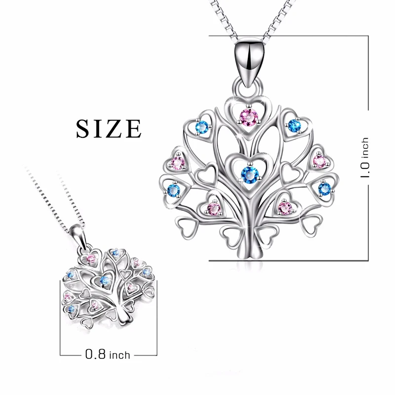 

BESTLYBUY Genuine 925 Sterling Silver Heart Tree Of Life Pendant Necklace for women Boho Layering Chokers Chockers girl