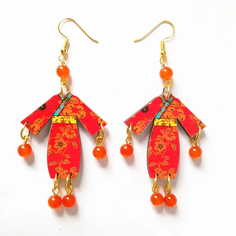 Новый стиль резьба по дереву серьги каменные бусы ручной работы личности