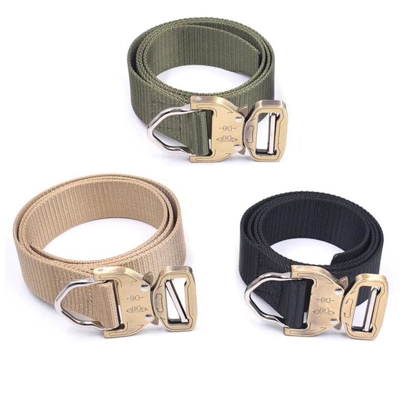 

Tactical Nylon Belt Military Waist Strap Automatic Metal Buckle Waistband Training Multifunctiona Hunting Accessory