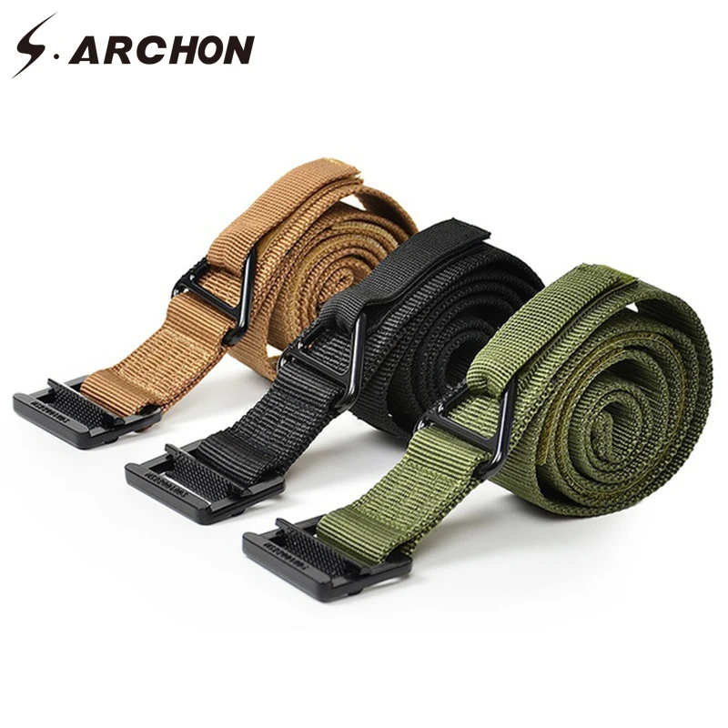 Мужской ремень в стиле милитари S.ARCHON Регулируемый тактический нейлоновый с