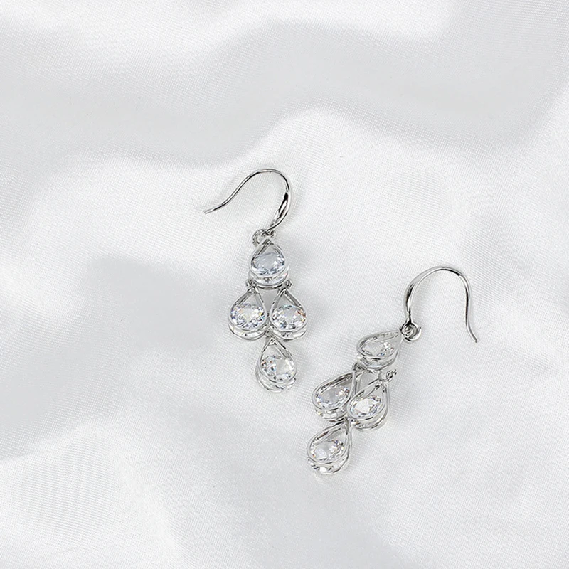 Fancy Long Waterdrop Earrings AAA Cubic Zircon Bridal Wedding Gift Sexy Women Dinner Dress Luxury Fine Jewelry | Украшения и