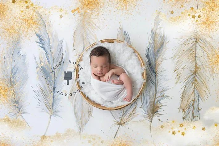 Mehofond фон для фотосъемки новорожденных с перьями Золотой Фон изображением Baby Shower