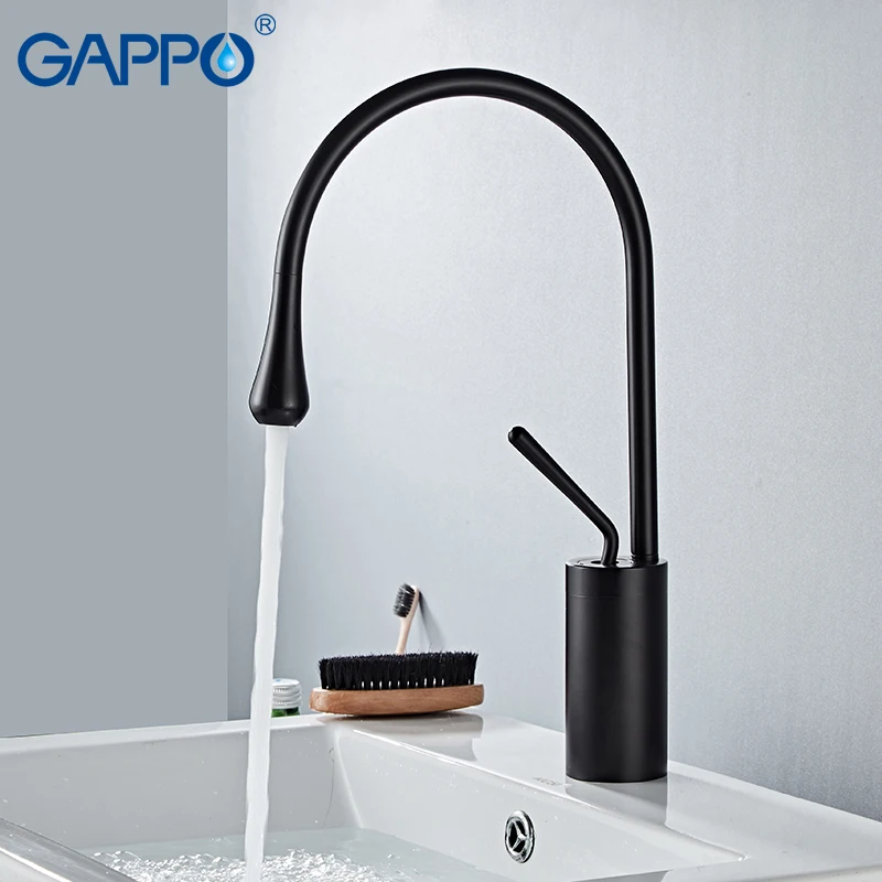 Смесители для умывальника GAPPO черный кран ванной комнаты высокие краны Водопад