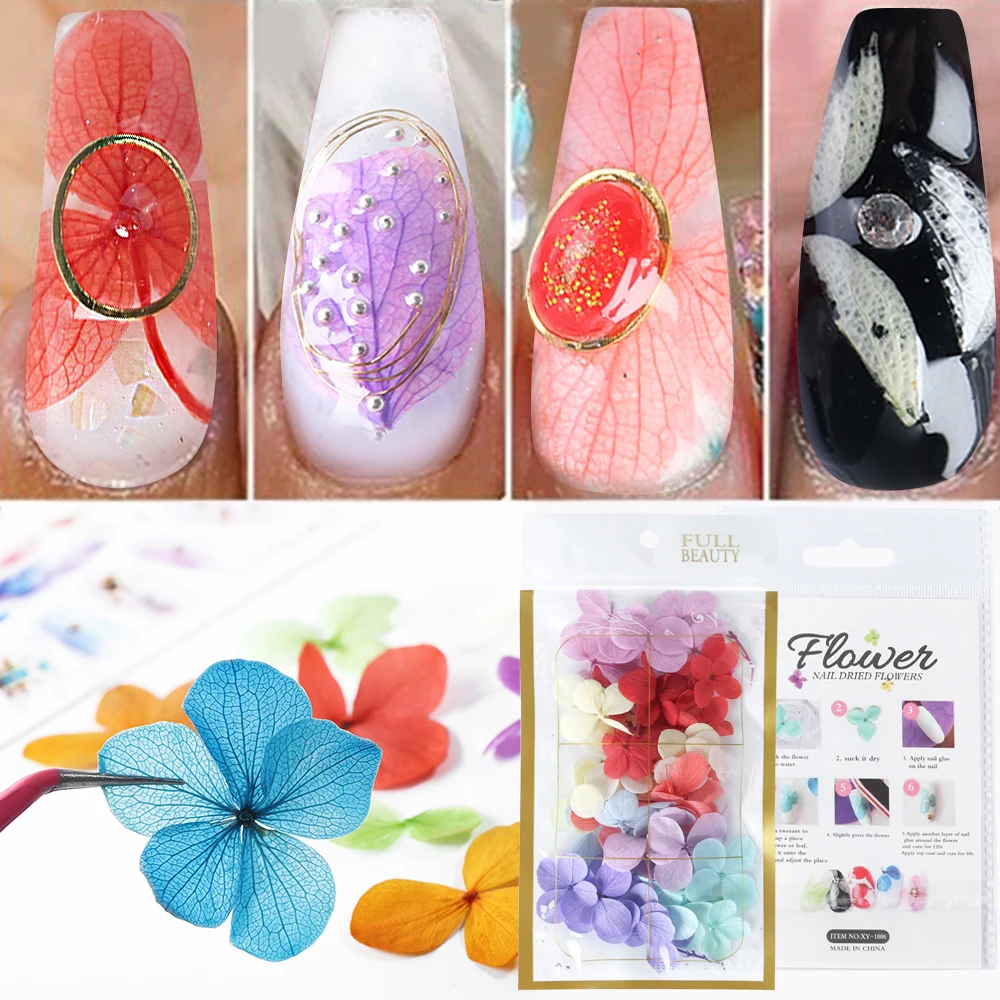Сухой цветок дизайн ногтей смешанные цвета украшения для Цветочная Текстура