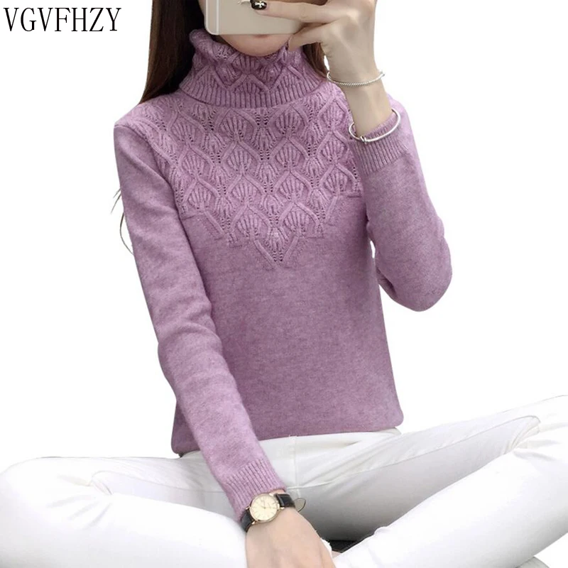 

2019 Winter Pullover Sweater Women Turtleneck Long Sleeve Sweater Female Warm Knitted Cashmere Sweater Jumper Pull Femme LY1002