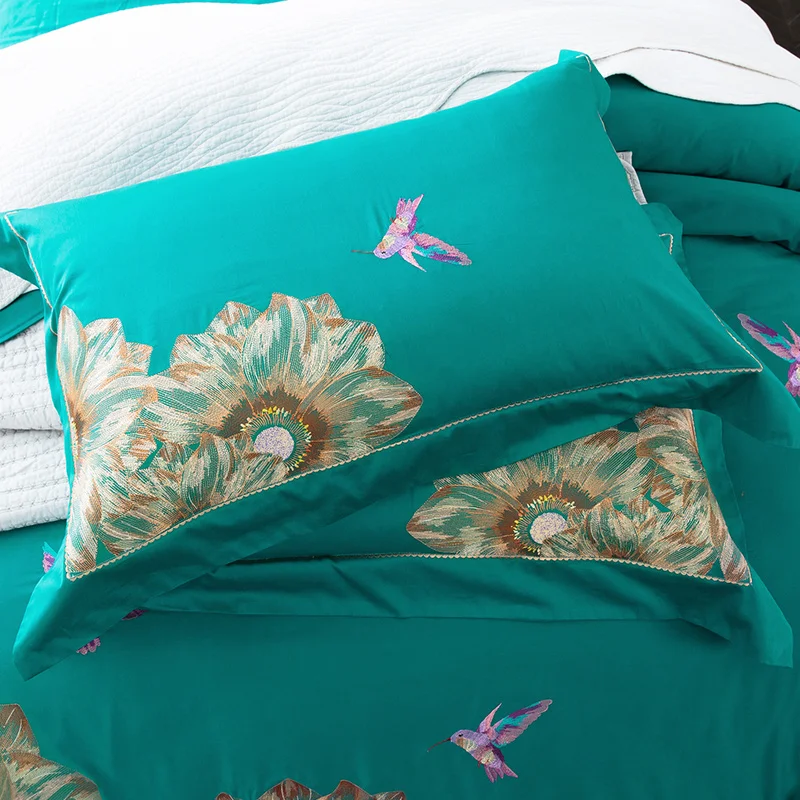 Роскошная вышивка Египетский хлопок 4 шт. белые фиолетовые синие королевская