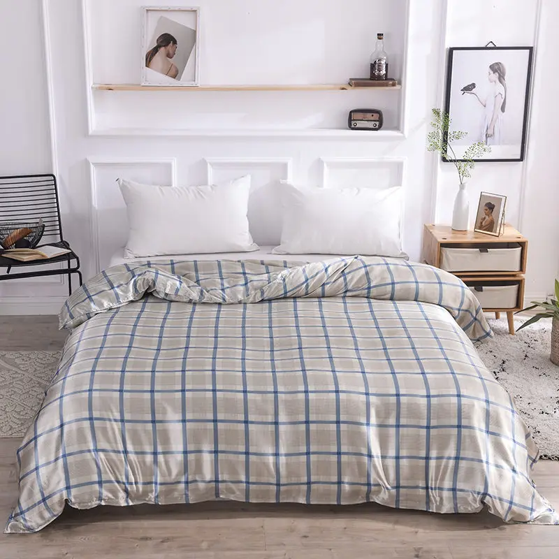 Bonenjoy 1 шт. полосатый пододеяльник queen King size сатиновый Шелковый пододеяльник клетчатый полосатый сатиновый пододеяльник для дома спальни