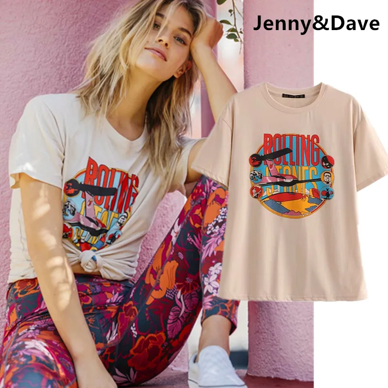 Женская футболка Jenny & Dave Винтажная в стиле Харадзюку с принтом букв и