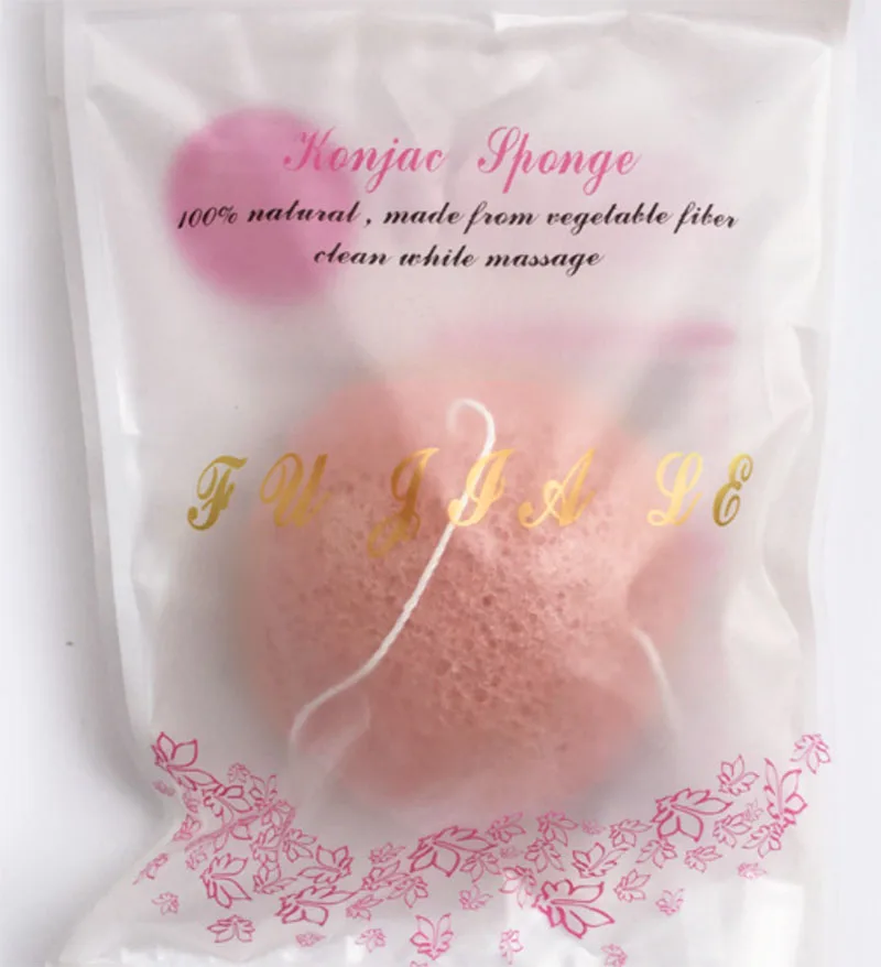 100 шт 70*40 полукруг сухой натуральный giantarum konjac Губка konnyaku для очищения лица, отшелушивания, купальный спонж для умывания - Цвет: Red
