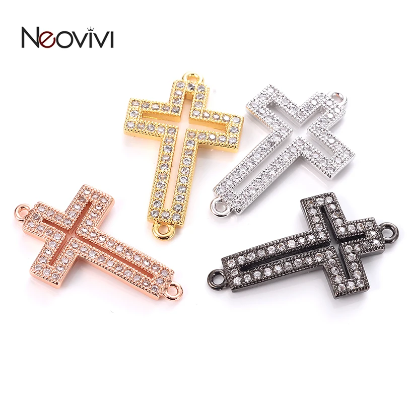 Neovivi Полые бусины из микро кубического циркония крест подвески для Ювелирные