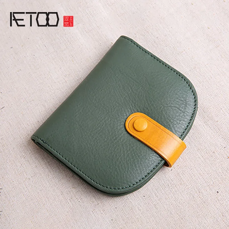 AETOO женский кожаный короткий кошелек мини-кошелек на пуговицах ретро-кошелек |