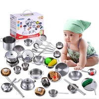 espeon 25pcs stainless steel kids house kitchen toy miniature cooking cookware children pretend play kitchen playset silver