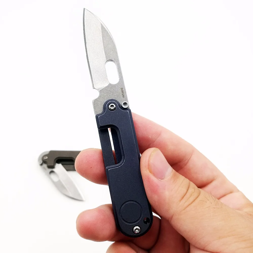 Складной нож JSSQ Mini S35VN с титановой ручкой карманные ножи шарикоподшипником для