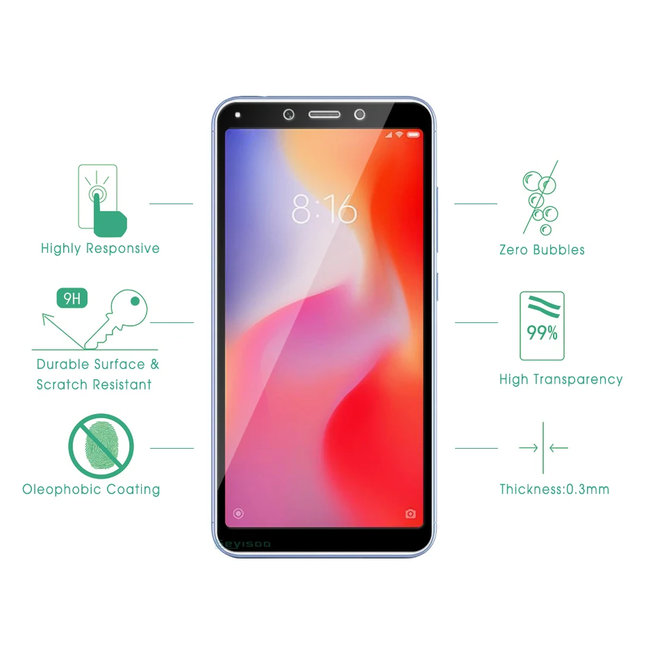 Закаленное стекло с полным покрытием для Xiaomi Redmi 6 6A 0 3 мм 9H|Защитные стёкла и