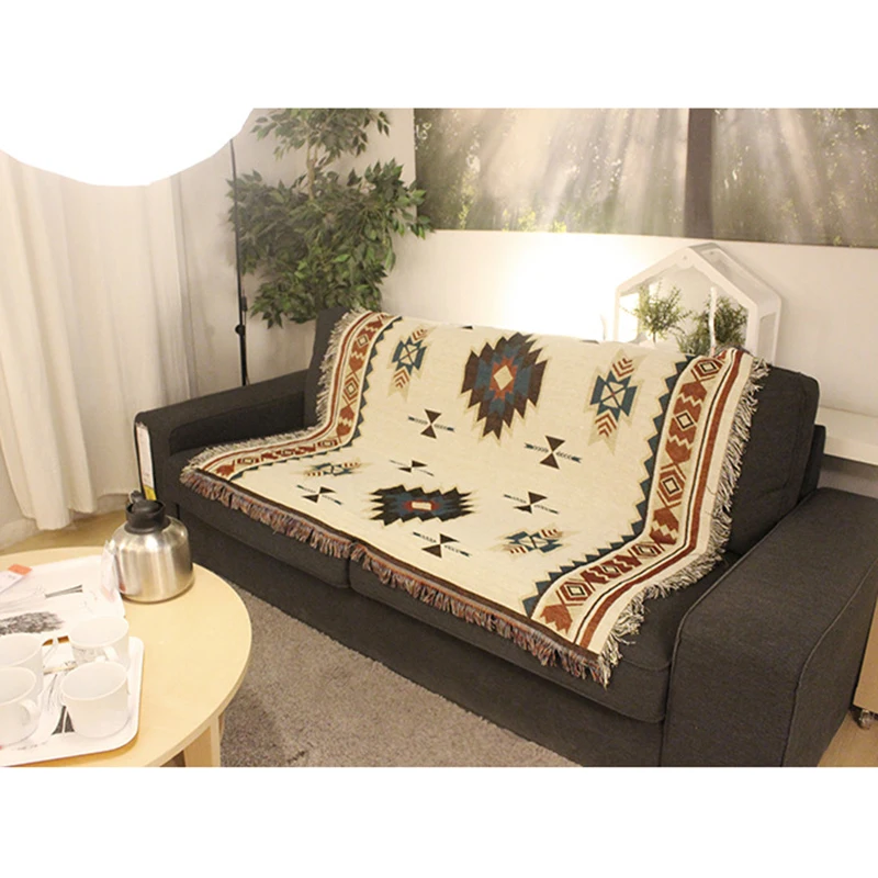 Индийское вязаное одеяло s этническое шенилловое диванное декоративное