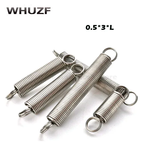 

Spring 20pcs/set Wire Dia.0.5mm Outside Dia. 3mm Length 15-50mm 304 stainless steel tension spring tension with hooks springs