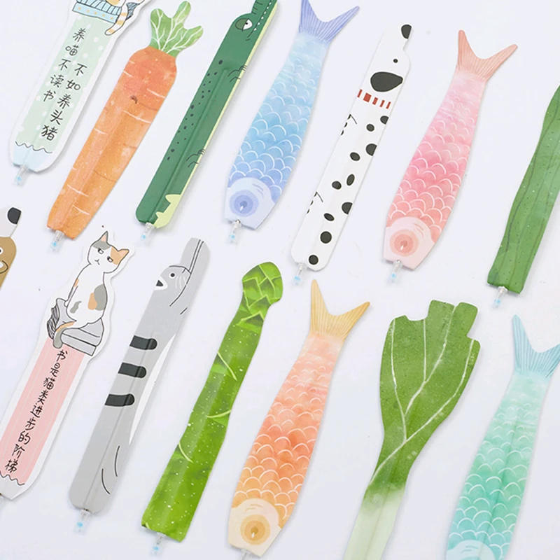 Coloffice Creative 4pc/pack Cartoon ballpoint pen+ bookmark Vegetable cat kawaii signature pen material escolar school supplies