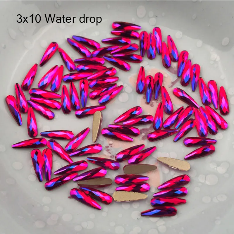 

10pcs Glitter Red AB Crystal Flatback Nail Rhinestones Gem DIY 3D Heart Oval Marquise Rhombus Diamond Stones Nail Art Decoration