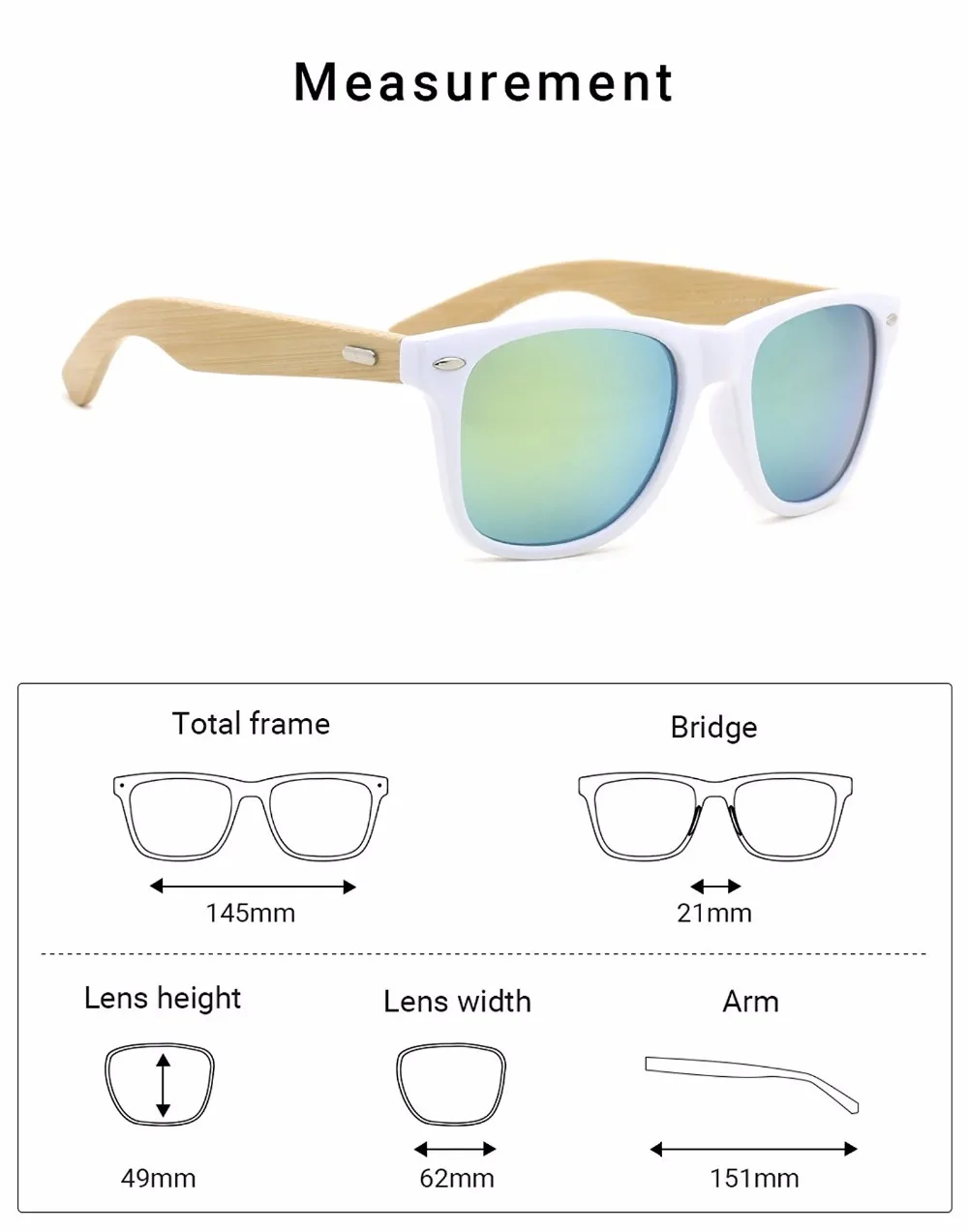 Мужские и женские солнцезащитные очки Ablibi неполяризационные из бамбукового