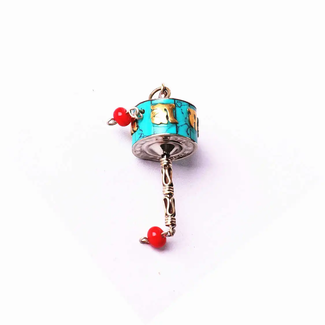 Подвески амулет TBP680 Тибетские мантры инкрустированные бирюзой|charm pendant|wheel charmlove