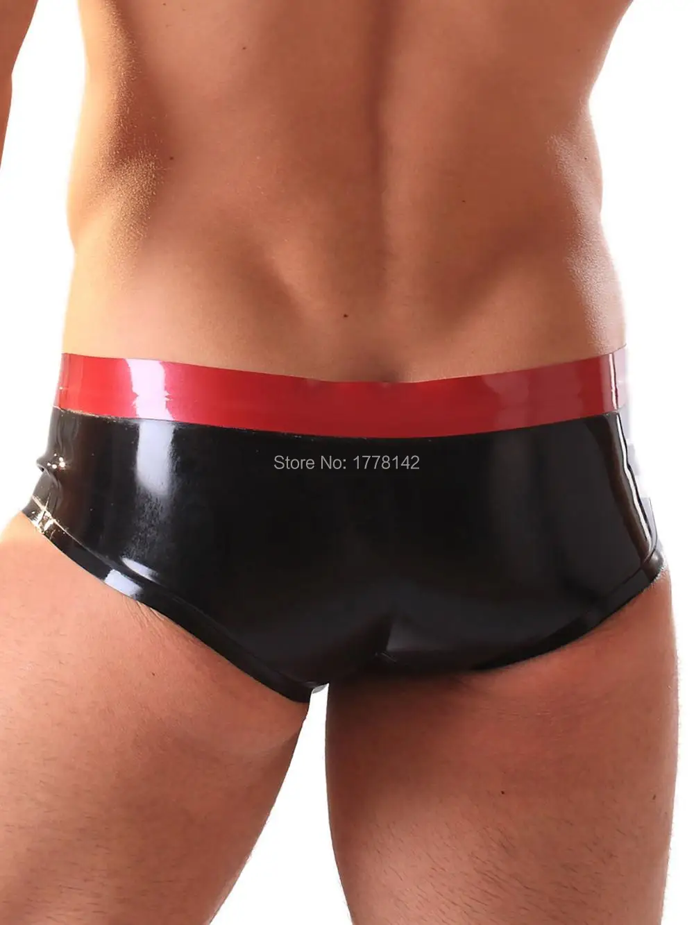 Men's Cheeky Hipster Briefs in Latex Rubber Black Contrast Underwear | Тематическая одежда и униформа