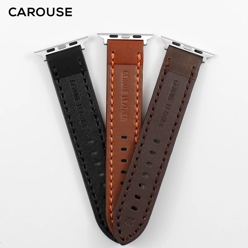 Кожаный ремешок Carouse ручной работы для Apple Watch 38 мм 42 мм и ремешок для Apple Watch 40 мм 44 мм серия 4 3 2 1 iWatch браслет