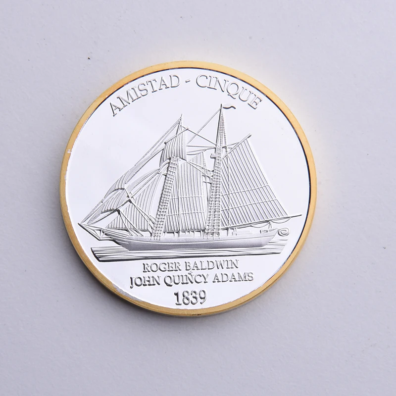 Us Civil War Challenge Coin 1839 Amistad Cinque парусная лодка монеты памятная монета|Безвалютные